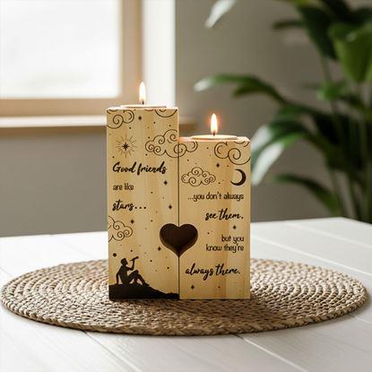 Obrázek Dřevěné svícny na čajové svíčky pro páry, 2 ks