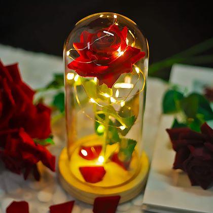 Obrázek z Svítící věčná růže ve skleněné váze v dárkovém balení