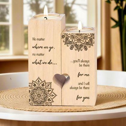 Obrázek z Dřevěné svícny na čajové svíčky pro páry, 2 ks - mandala