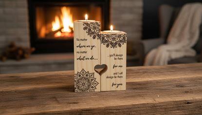 Obrázek Dřevěné svícny na čajové svíčky pro páry, 2 ks