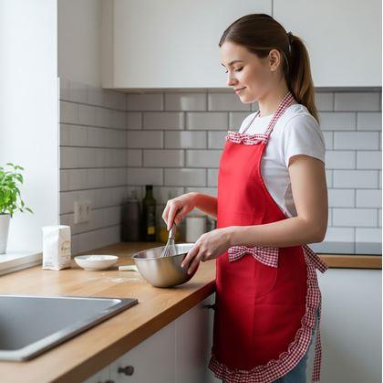 Obrázek z Retro zástěra na vaření  - červená