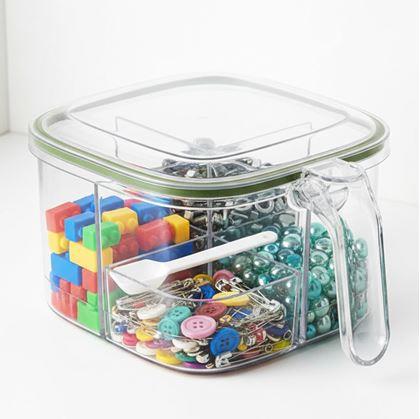 Obrázek z Dělená dóza s úchytkou - 4 přihrádky, 4 lžičky