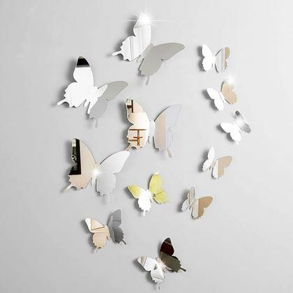 Obrázek z Zrcadlový motýl 12 ks - stříbrný