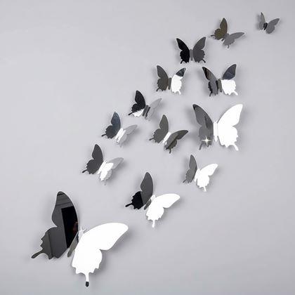 Obrázek z Zrcadlový motýl 12 ks - stříbrný