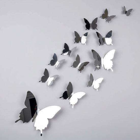 Obrázek z Zrcadlový motýl 12 ks - stříbrný