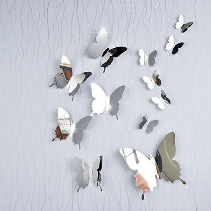 Obrázek z Zrcadlový motýl 12 ks - stříbrný