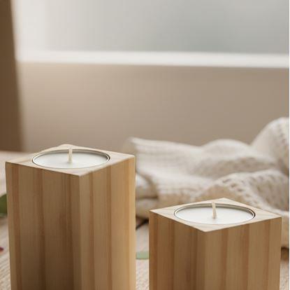 Obrázek Dřevěné svícny na čajové svíčky pro páry, 2 ks