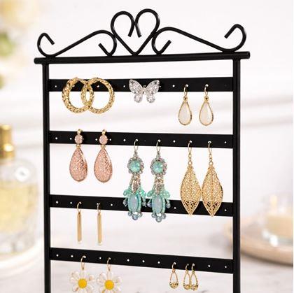 Obrázek z Stojan na šperky a náušnice kovový - černý - 