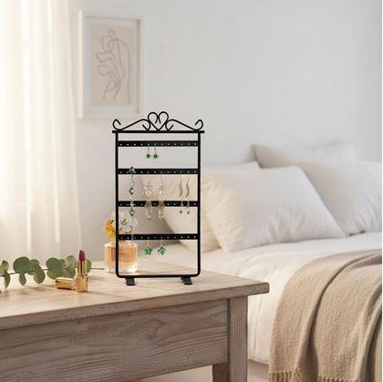 Obrázek z Stojan na šperky a náušnice kovový - černý - 