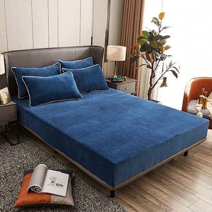 Obrázek z Mikroplyšové prostěradlo 180 x 200 cm - tmavě modré