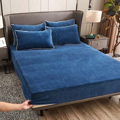 Obrázek z Mikroplyšové prostěradlo 180 x 200 cm - tmavě modré