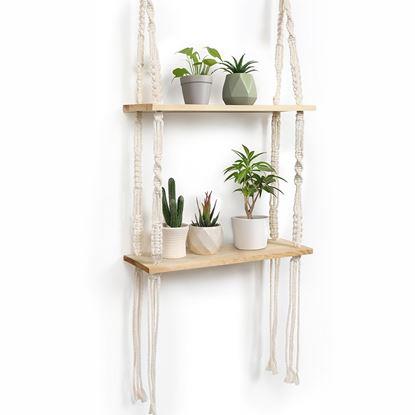 Obrázek Závěsná macrame polička, 2 patra