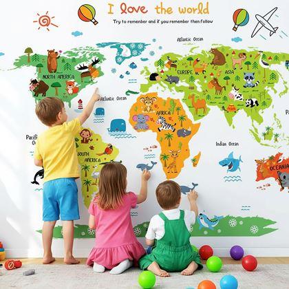 Obrázek z Samolepka na zeď - dětská mapa světa