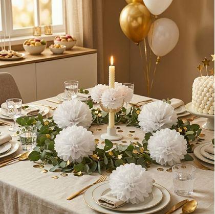 Obrázek z Bílá papírová dekorace Pompom 20 cm 5 ks