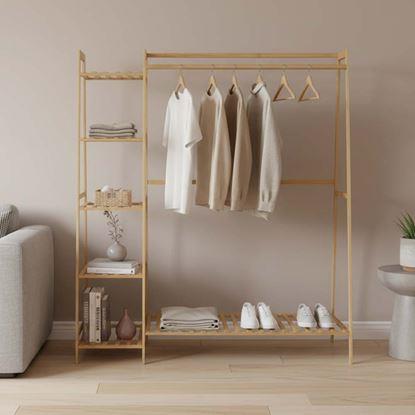 Obrázek Dřevěný stojan na oblečení s policemi a věšákem - šířka 130 cm