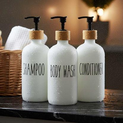 Obrázek Dávkovače do koupelny na šampon, kondicionér a sprchový gel