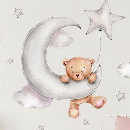 Obrázek z Samolepky na zeď medvídek  - na měsíčku