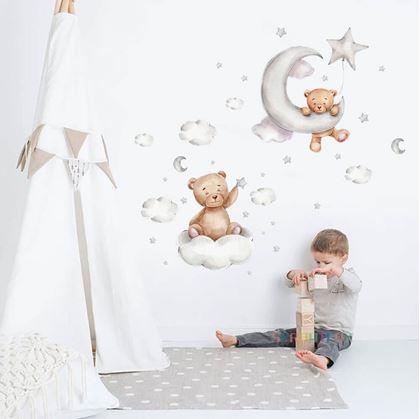 Obrázek z Samolepky na zeď medvídek  - na měsíčku