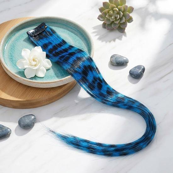 Obrázek z Barevný clip in pramínek 45 cm, mývalí ocas - modrý