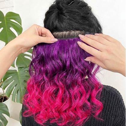 Obrázek z Clip in pás pro barevné podbarvení vlasů - fialovo-růžový