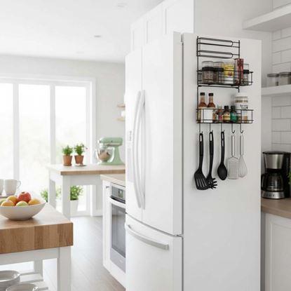 Obrázek Kovový organizér na lednici černý