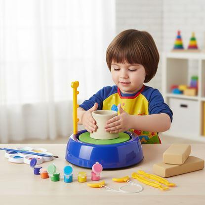 Obrázek Dětský hrnčířský kruh – kreativní sada s hlínou a barvami