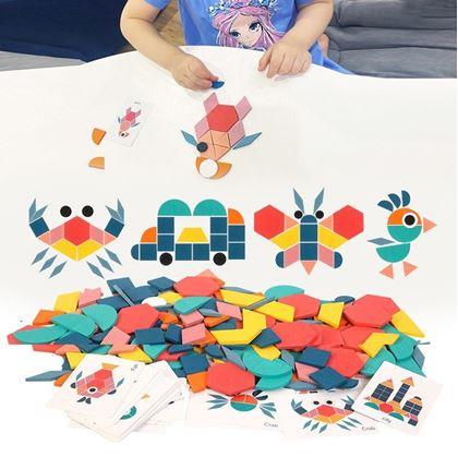 Obrázek z Dřevěná skládačka - geometrické tvary 180 ks