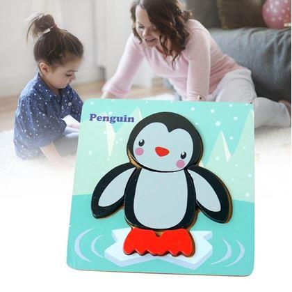 Obrázek z Dřevěné puzzle pro nejmenší - tučňák
