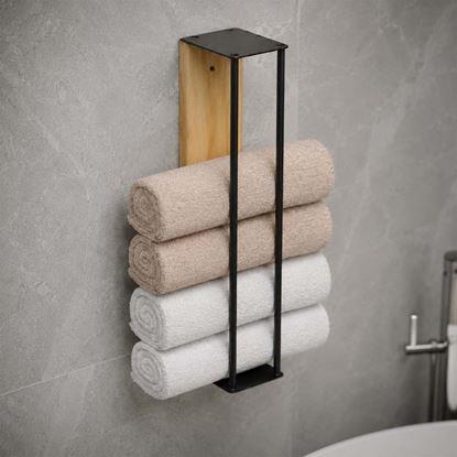 Obrázek Nástěnný držák na ručníky dřevo/kov 40 cm