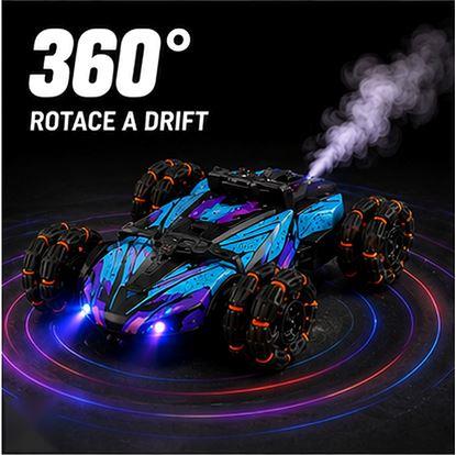 Obrázek RC sportovní transformující auto na dálkové ovládání – 360° rotace, LED a kouřové efekty